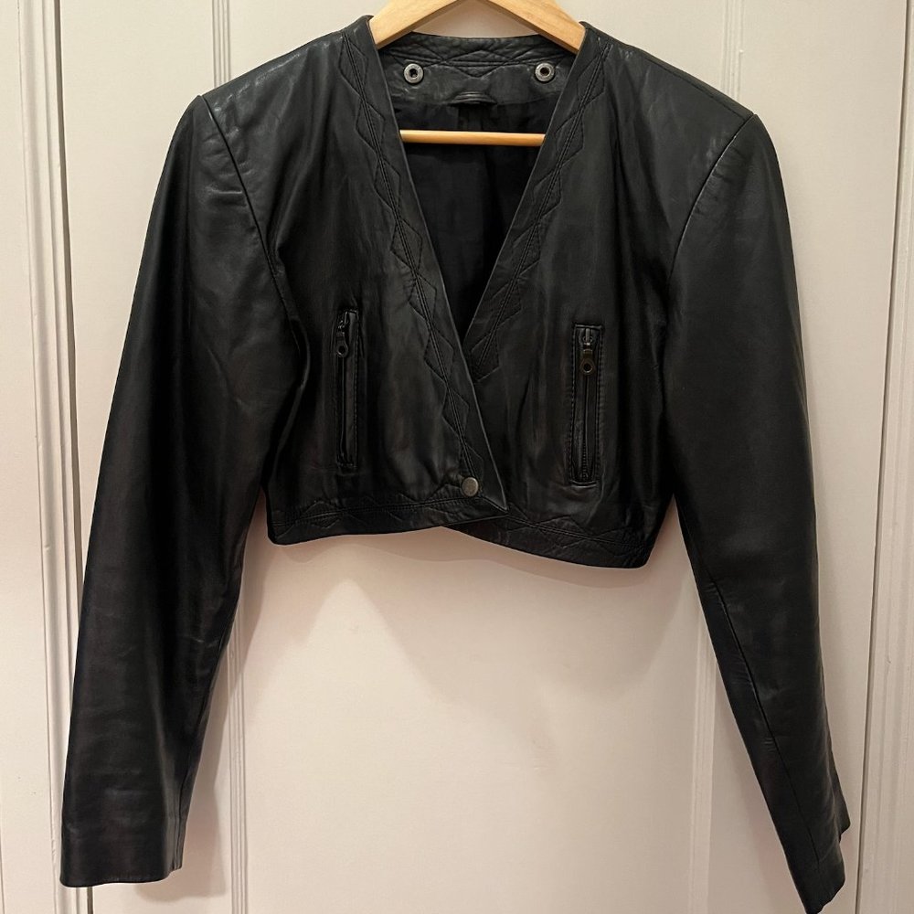 Vintage Cropped Leather Bolero Jacket (M)